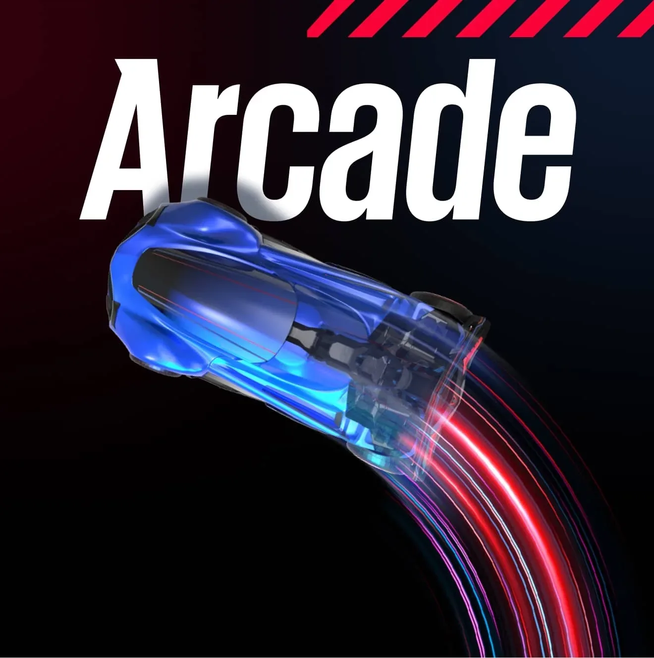 Nitro League arcade mode art with a blue car drifting through streaks of light