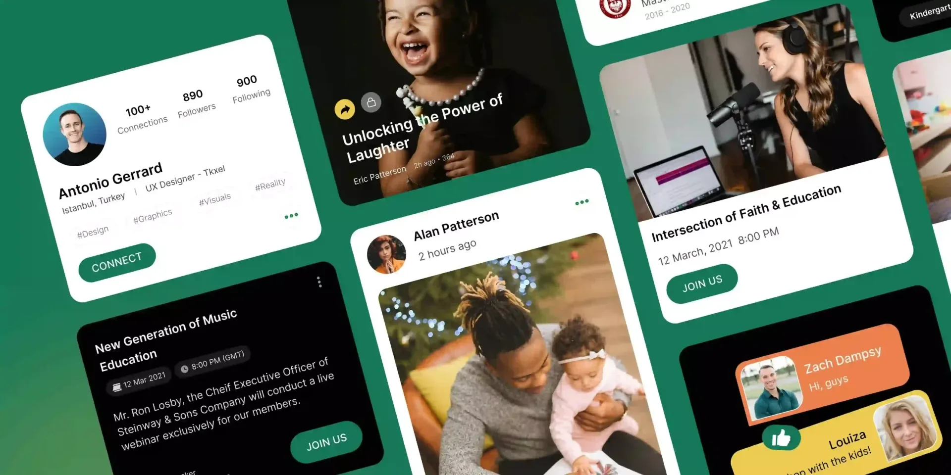 Parents Connect product screens