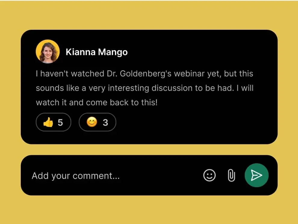 Parents Connect comment card with reactions and a comment input field